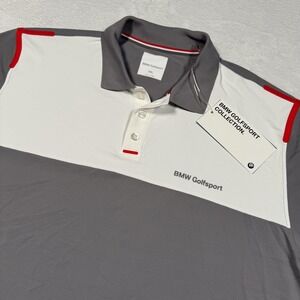 BMW Golfsport Polo Shirt Mens 2XL Gray White Performance Golf BMW Collection